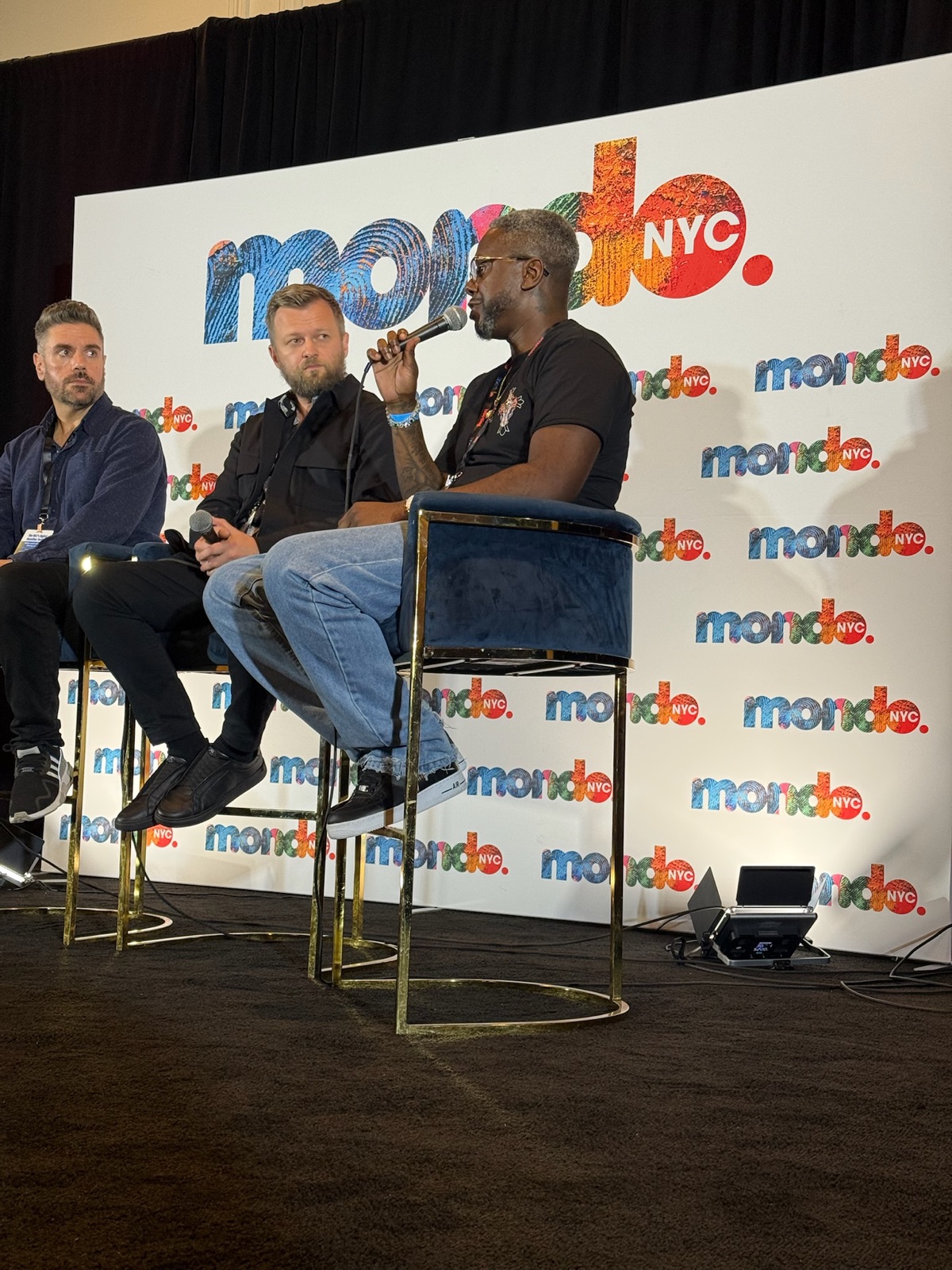 Gerald Keys speaking on a panel at Mondo.NYC